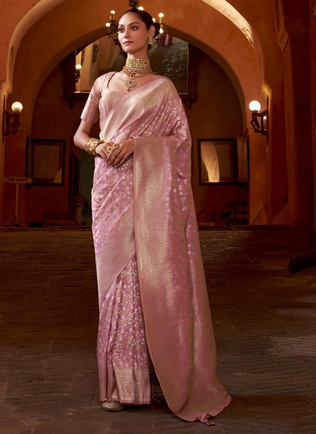 Banarasi Silk Light Pink Traditional Wear Weaving  Saree